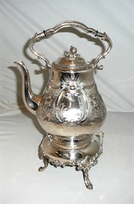 Lot 139 - A silver plated spirit kettle and burner