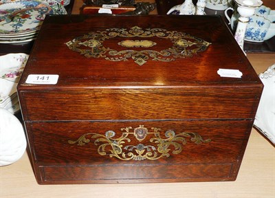 Lot 141 - Inlaid rosewood jewellery/toilet box