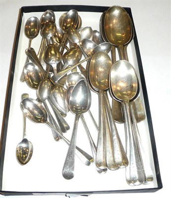 Lot 153 - A quantity of silver rattail flatware, comprising six dessert spoons, three tablespoons, eleven...