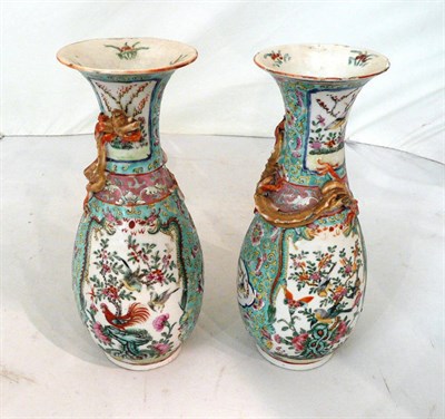 Lot 198 - Pair of small Canton vases