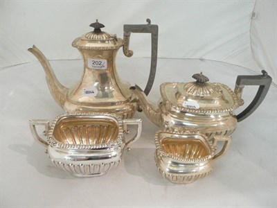 Lot 202 - Four piece silver tea service, 53oz