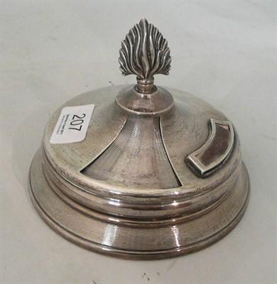 Lot 207 - Silver engine-turned table vesta with 'flame' knop