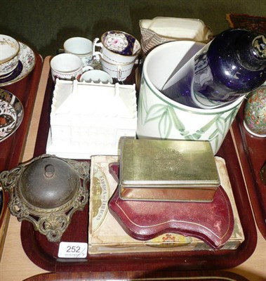 Lot 252 - 18th century tea cups, a mother of pearl handled manicure set, Doulton character jug, assorted...