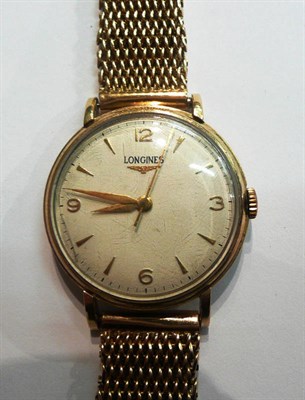 Lot 273 - 9ct gold gents wristwatch signed Longines