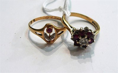 Lot 294 - Two ruby and diamond rings