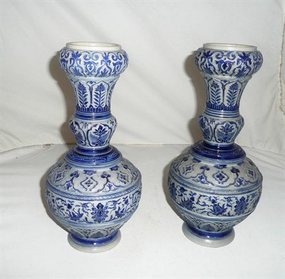 Lot 352 - A pair of German salt glaze stoneware vases