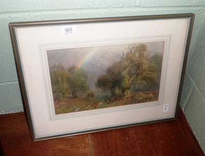 Lot 363 - E Mercer watercolour, deer in landscape