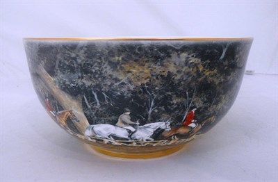 Lot 365 - An Emma Wyatt limited edition china bowl decorated with a hunting scene, no. 40/295