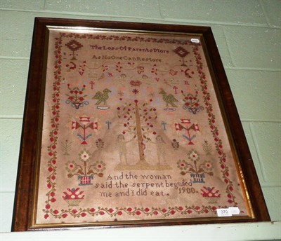 Lot 370 - A framed sampler dated 1900