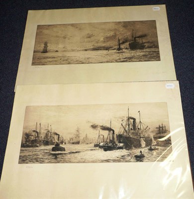 Lot 376 - Two etchings by W J Wyllie and three others