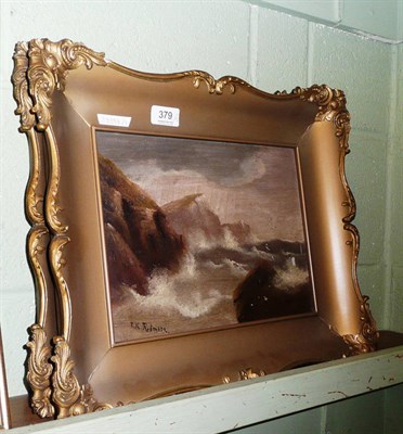 Lot 379 - Two gilt-framed oils on canvas, seascapes, by E K Redmore