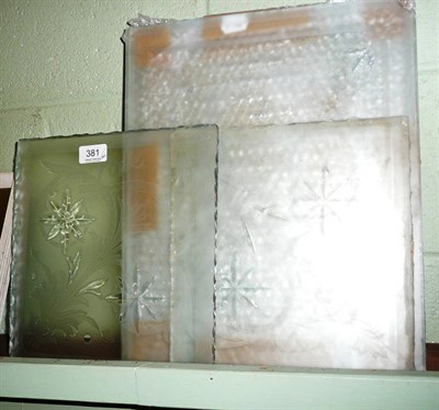 Lot 381 - Thirteen engraved glass panels