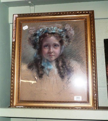 Lot 394 - Pastel by G Parfait Darcy of a girl in a blue hat