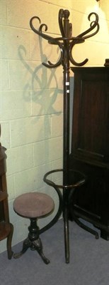 Lot 415 - Piano stool with cast iron base and a bentwood hat and coat stand