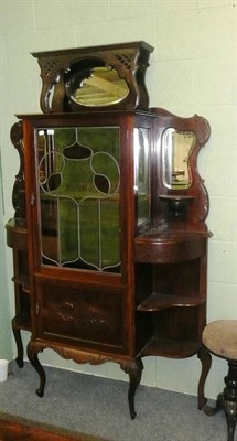 Lot 416 - Edwardian display cabinet with leaded glass