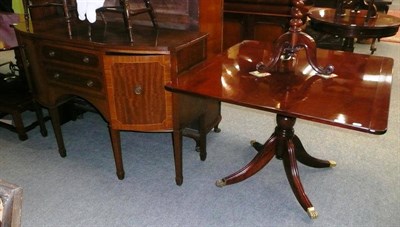Lot 429 - Reproduction sideboard and a mahogany triple pillar dining table