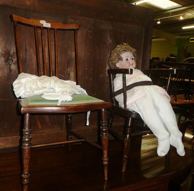 Lot 430 - Armand Marseille Melitta bisque socket head doll impressed no 12 with sleeping blue eyes, short...