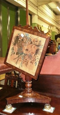 Lot 438 - 19th century rosewood pole screen with still life panel