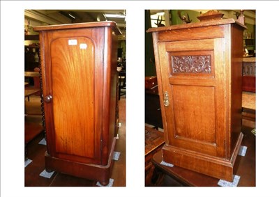 Lot 445 - Victorian mahogany pot cupboard and Edwardian oak pot cupboard