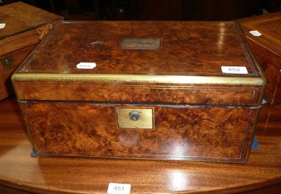 Lot 452 - Burr walnut hinged writing box