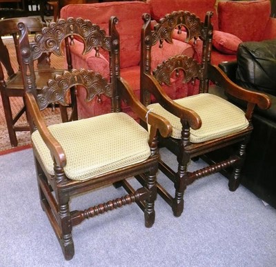Lot 469 - Two carved oak Yorkshire armchairs
