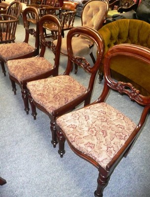 Lot 477 - Four Victorian balloon back chairs