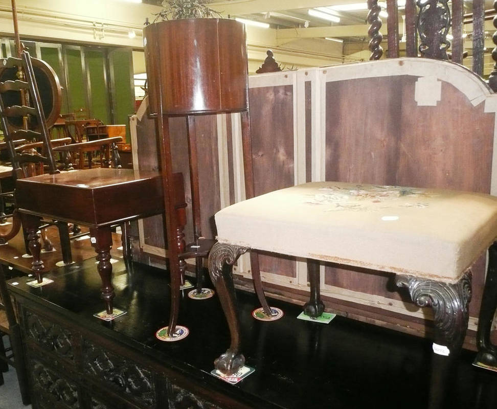 Lot 529 - Victorian mahogany bidet, jardiniere stand and a George III style dressing table stool
