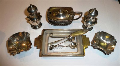 Lot 15 - Quantity of silver condiments, etc, 7oz