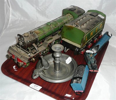 Lot 27 - A scratch built loco and tender 'Flying Scotsman', Hornby Dublo Mallard and tender, a tank...