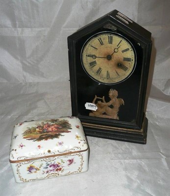 Lot 29 - An American shelf clock and a Dresden porcelain box (restored)