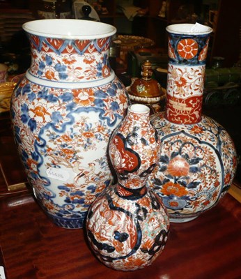 Lot 39 - Three Japanese Imari porcelain vases