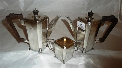 Lot 45 - Two silver Art Deco coffee pots and a matching sugar bowl, 23oz