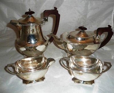 Lot 60 - Four piece silver Art Deco style pedestal tea service, 50oz