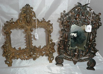 Lot 67 - An Art Nouveau cast iron double photograph frame and another