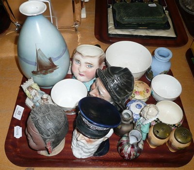 Lot 68 - A tray of decorative ceramics including novelty tobacco jars, etc