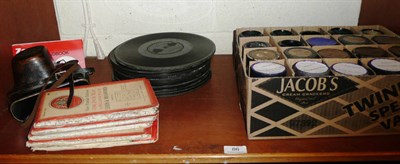 Lot 86 - A collection of phonograph wax cylinders, Ordnance Survey maps, Eddison 1/4 inch records and a...