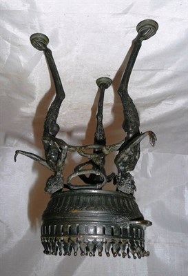 Lot 97 - A bronze brazier with satyr supports