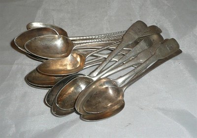 Lot 115 - A quantity of silver teaspoons including a set of six Peter, Anne & William Bateman teaspoons, 9oz