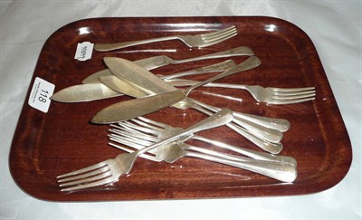 Lot 118 - Set of six silver fish knives and forks, 20oz