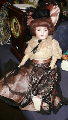 Lot 122 - Armand Marseille bisque socket head doll, impressed '390' with sleeping brown eyes, original...