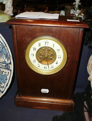 Lot 123 - Oak mantel clock, with key