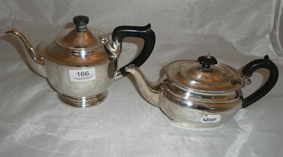 Lot 166 - Two silver teapots, 27oz