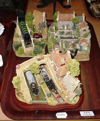 Lot 171 - Three Lilliput Lane model cottages: Pockerley Manor, The Flying Scotsman and the Dawn of Steam