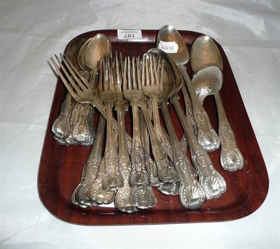 Lot 197 - A quantity of silver flatware including twelve forks and eleven spoons, 60.31oz