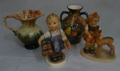 Lot 203 - Goebel figures and a pair of Tunstall vases, etc