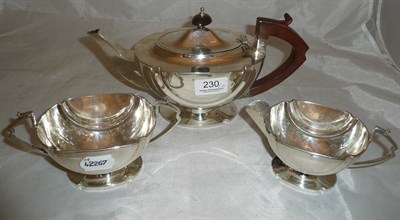 Lot 230 - Three piece silver tea set, 30oz