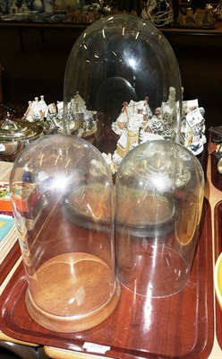 Lot 237 - Two glass and one plastic taxidermy/clock domes