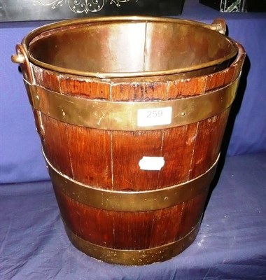 Lot 259 - Brass bound oak oyster bucket