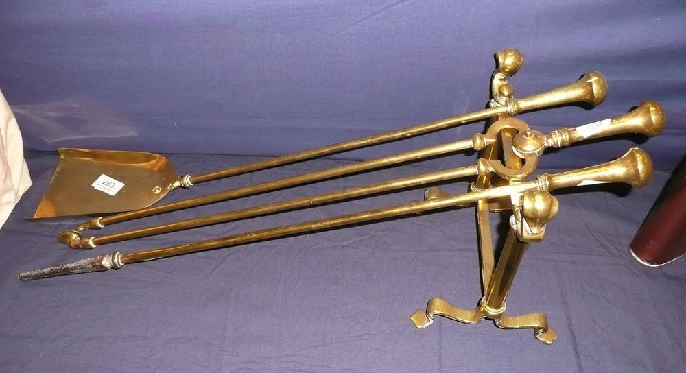 Lot 263 Brass fire irons