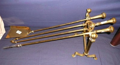 Lot 263 - Brass fire irons